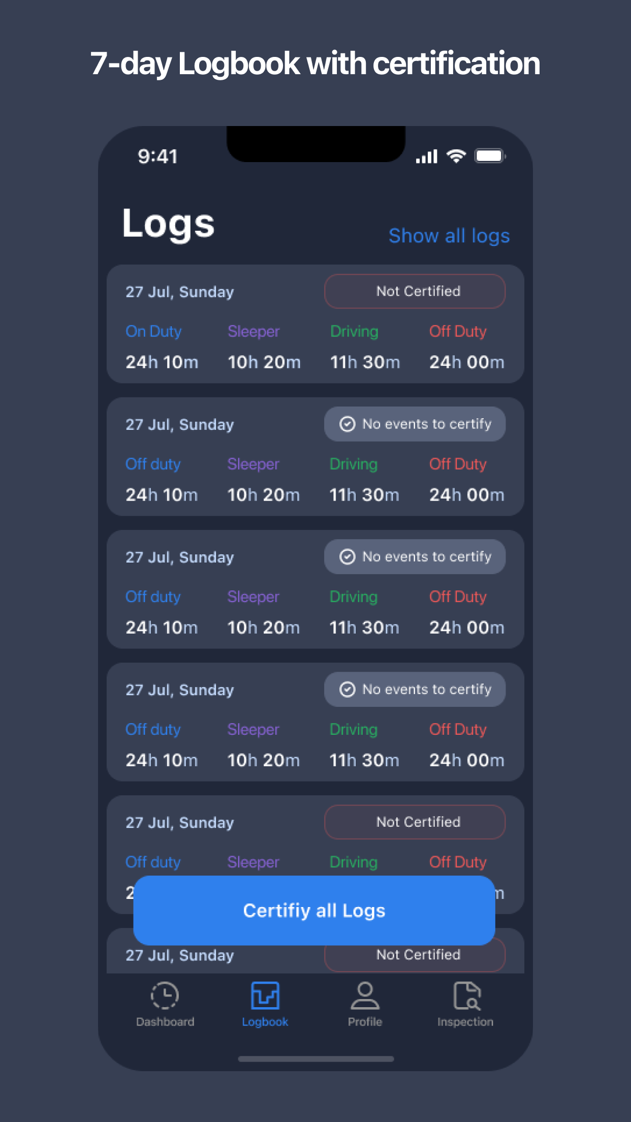 screenshot of Route One ELD